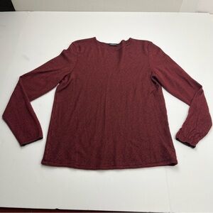 AKRIS Womens Cashmere Silk Red Stripe Long Sleeve Top US 16 *SEE MEASUREMENTS